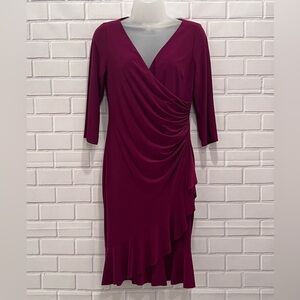AMERICAN LIVING women wrap fuchsia v neck cocktail dress/size 6